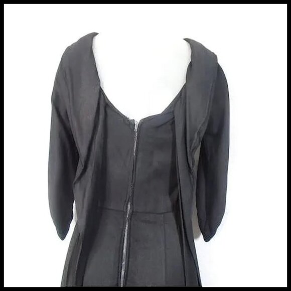 Little Black Wiggle Dress 50s Vintage with Low Back Interest VFG Sexy Bodycon - Picture 7 of 16